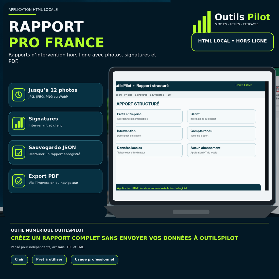 Rapport d’intervention avec photos et signatures pour techniciens et artisans