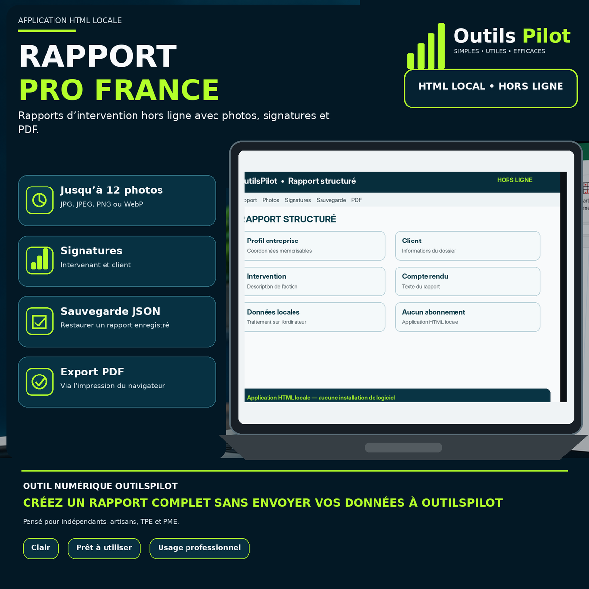 Rapport d’intervention avec photos et signatures pour techniciens et artisans
