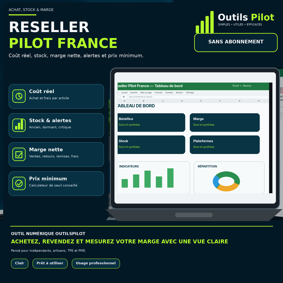 Suivi achat-revente, stock, marge et bénéfice pour revendeurs
