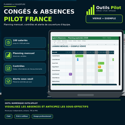 Congés & Absences Pilot France — couverture produit — OutilsPilot