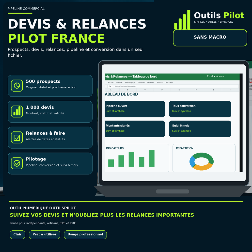 Devis & Relances Pilot France — couverture produit — OutilsPilot