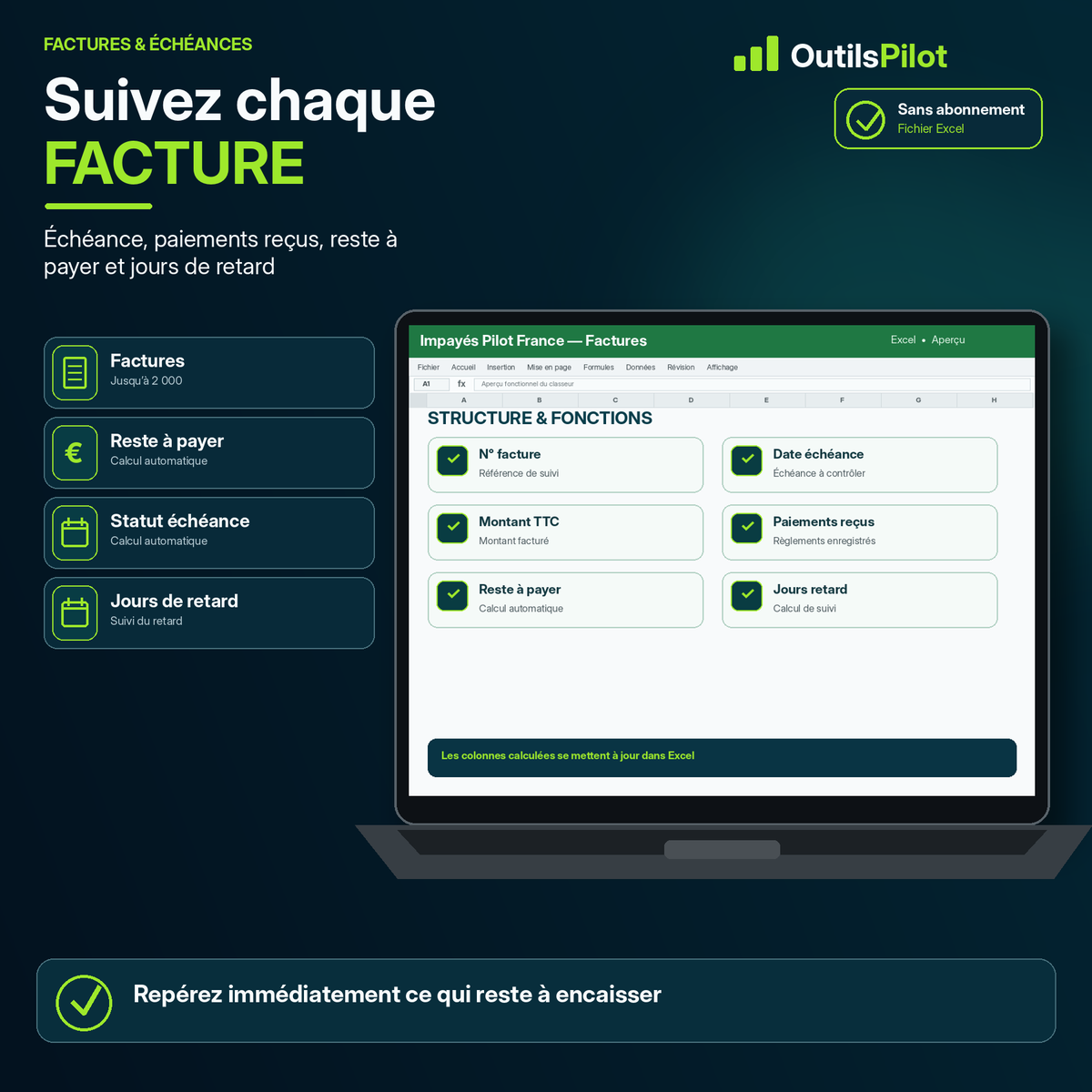 Impayés Pilot France — fonction clé — OutilsPilot